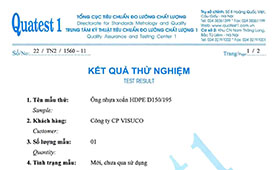 Chứng chỉ Quatest ống xoắn HDPE